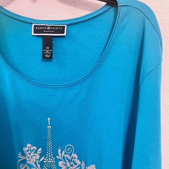 Karen Scott Teal Blue  Eiffel Tower Top Size 3 - Picture 3 of 15
